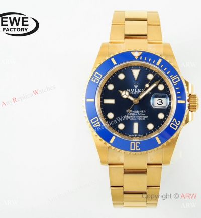 EWE factory ROLEX Submariner Date 41mm 1-1 Clone 3235 Gold and Blue Watch